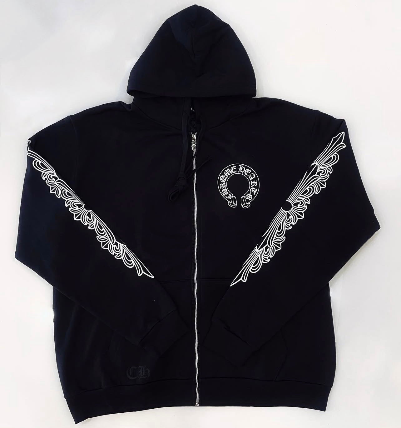 Chrome Hearts horseshoe-print zip-up hoodie
