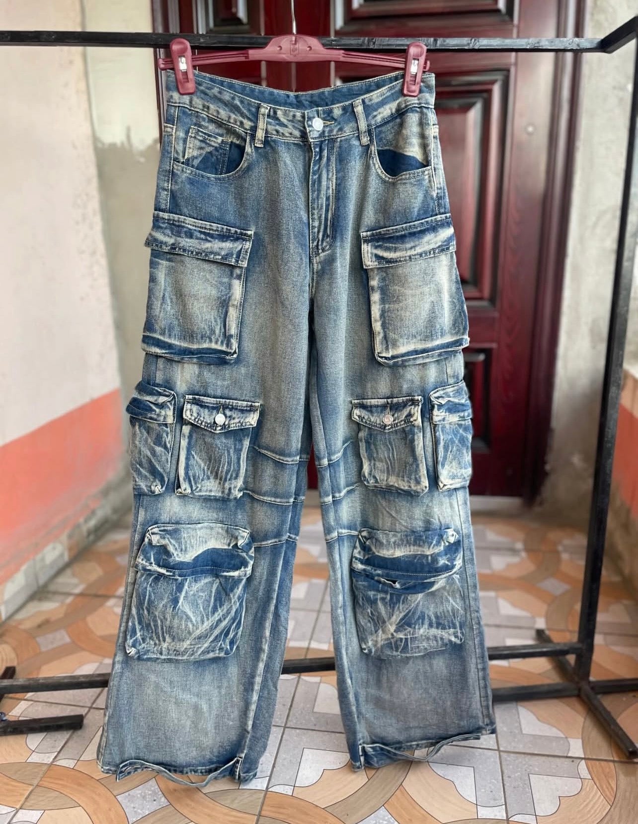 Y2K baggy cargo denim jeans