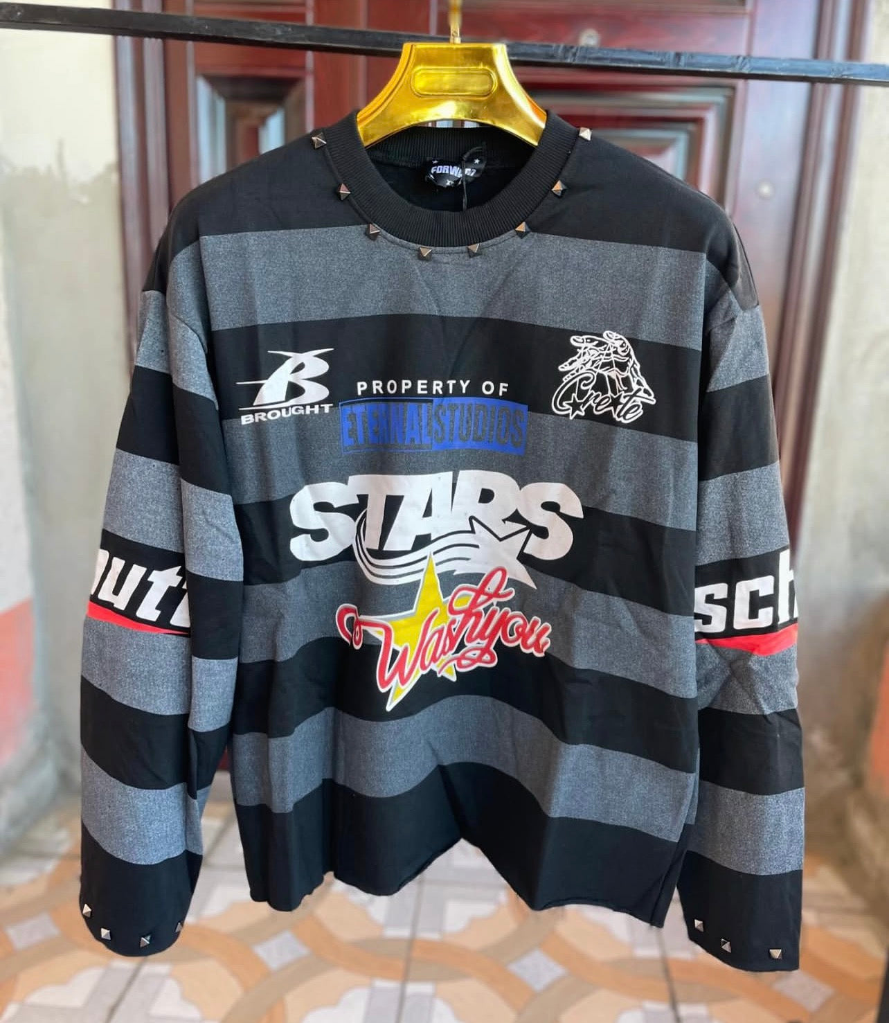 Y2K long-sleeve striped top